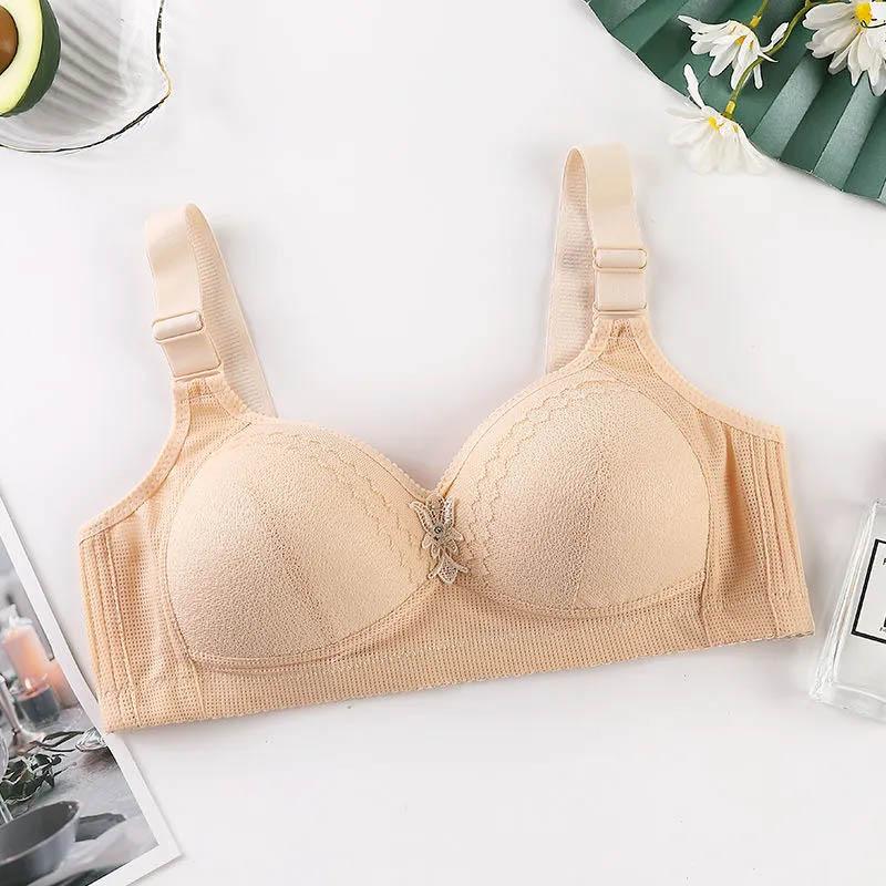 Thin Bras No Steel Ring Adjustable Gathering Underwear Feminine Simple Traceless Full Cup Comfortable Breathable Push-Up Bra