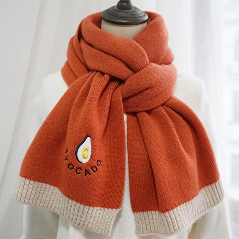 Avocado Knitted Scarf Women Winter Korean Wild Japanese Small Fresh Girl Wool Scarf