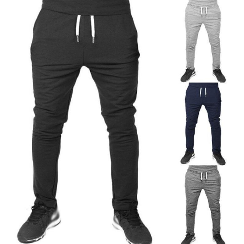 Spring and Autumn Thin Sports Trousers Men's Jogging Pants Slim Fit Elastic Waist Small Pants Solid Color Plus Size Pants