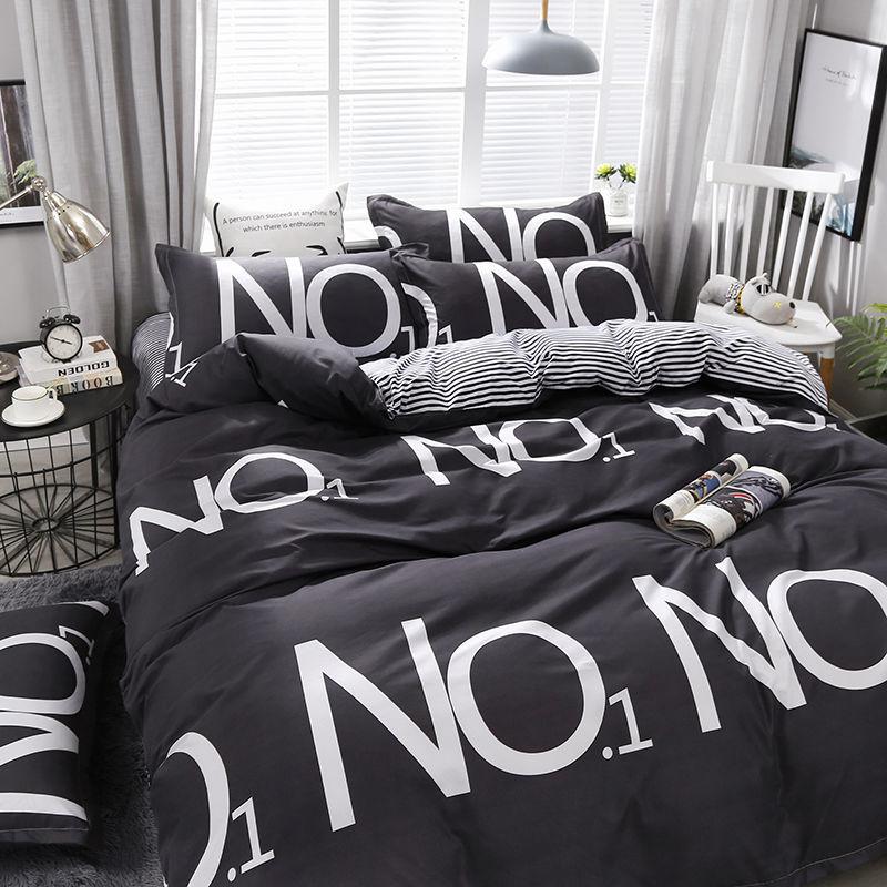 Net Celebrity Four-piece Bedding Cartoon Bed Linen Quilt Sanding Three-piece Student Bedding
