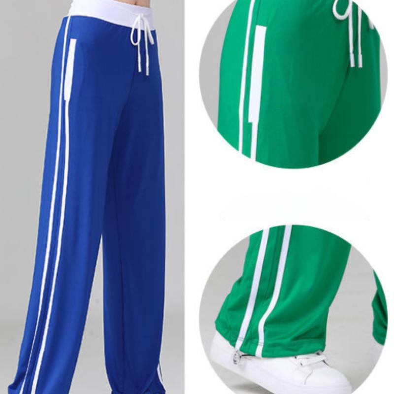 Women's Color Block Wide Leg Yoga Pants Mid-Waist Loose Quick-drying Sports Pants Spring and Summer Korean Style