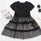 Summer Girls Tutu Dress Baby Dress Kids Dress Children Vestidos Toddler Dress Letter See Through Mesh Patch 2 To 7 Yrs