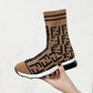 Flying Knit Stretch Socks Shoes Women's High-top Sneakers Breathable Casual Shoes