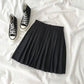Women Large Size Elastic High Waist Thin Pleated Skirt Anti-light Student Sexy Black A-line Skirt
