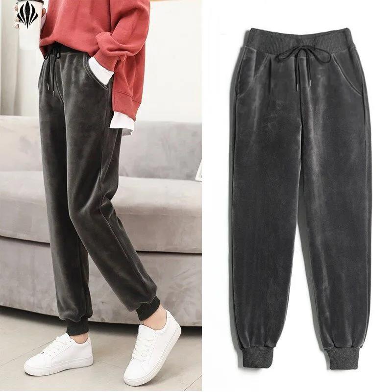 Plus Velvet Thick Velvet Sweatpants Women's Autumn and Winter Warmth Harem Pants Loose Casual Pants Trendy Fashion All-match
