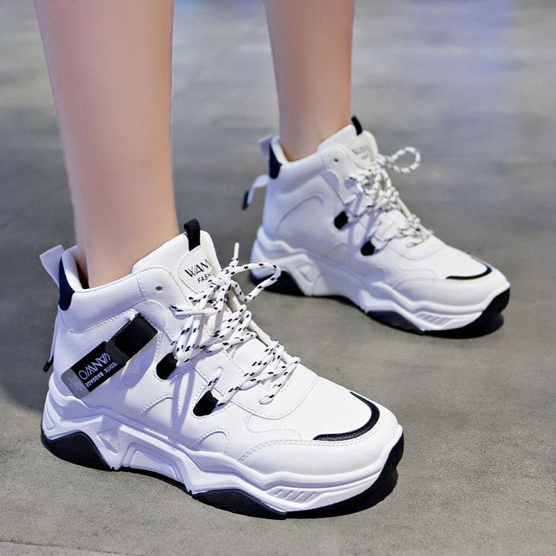 Fashion High Top Sports Women's Shoes Outdoor All-match Spring and Summer Shoes Ladies Trendy Casual Work Shoes