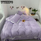 Princess Style Washed Cotton Seersucker Four-piece Solid Color Bedding Quilt Cover Sheet Four Seasons Universal