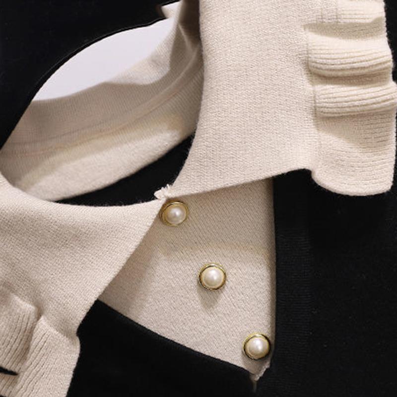 French A-line Board Waist Dress New Autumn and Winter with Fake Two-piece Base Skirt with Coat Long Skirt Temperament Suit