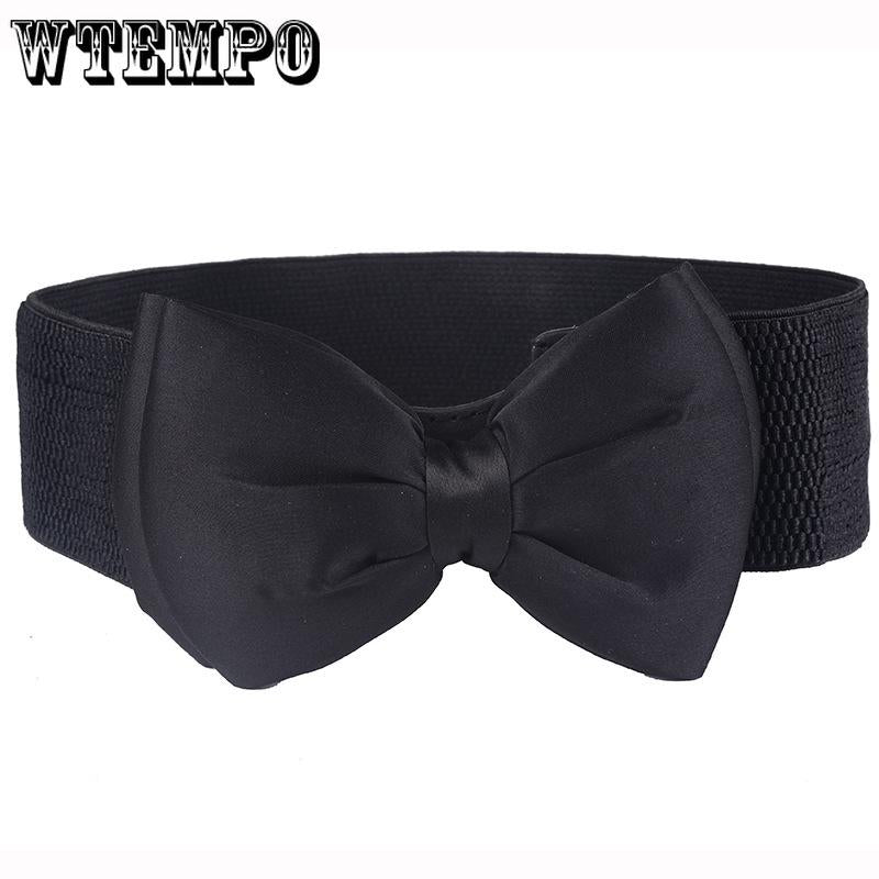 Elastic Belt Ladies Chiffon Bow High Elasticity Snap Wide Belt