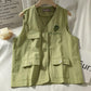 Strawberry Embroidery Women's Vest Coat Solid Color Sleeveless Spring and Summer Loose Casual Waistcoats