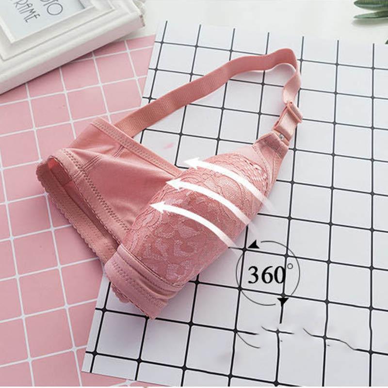 Ladies Underwear Large Size Front Buckle Bra Cotton Comfortable Gathering No Steel Ring Breathable Fashion Jacquard Thin Bra