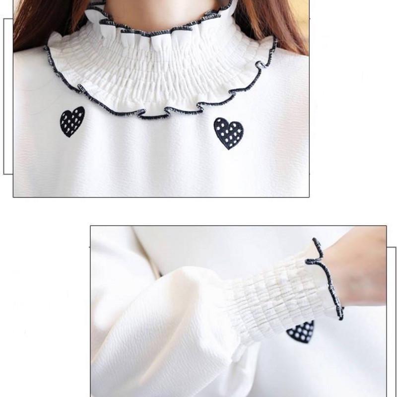 Pofulove Base Shirt Winter Embroidery Tide Wild Plus Velvet Inner Body Loose Loose Shirt on Clothes