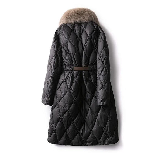Women's Mid-length Coat, Light and Luxurious Temperament, Large Fur Collar Waist Down Cotton Jacket