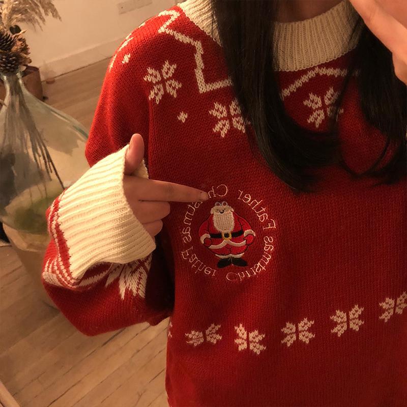 Winter Round neck sweater large size Christmas clothing sweater woman Loose long sleeve sweater