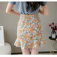 Summer Casual Bohe High Waist Skirts Women Faldas Mujer Moda Ruffled Floral Print Beach Short Skirt