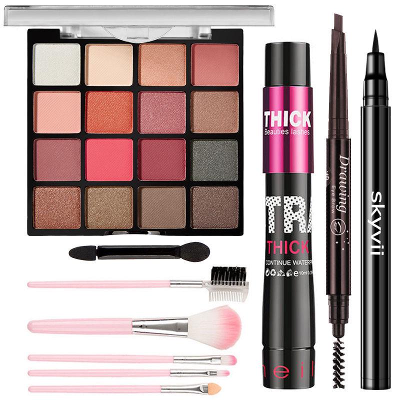 Eyeshadow 16 color tray can send 5 sets of brushes student matte durable waterproof non-staining