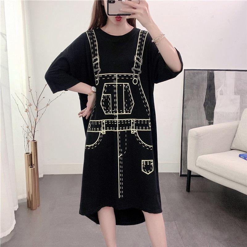 Women  T-shirt Dress Girl Loose O-Neck Casual Long Big Loose Home Comfort Outer Convenient Nightdress pajamas