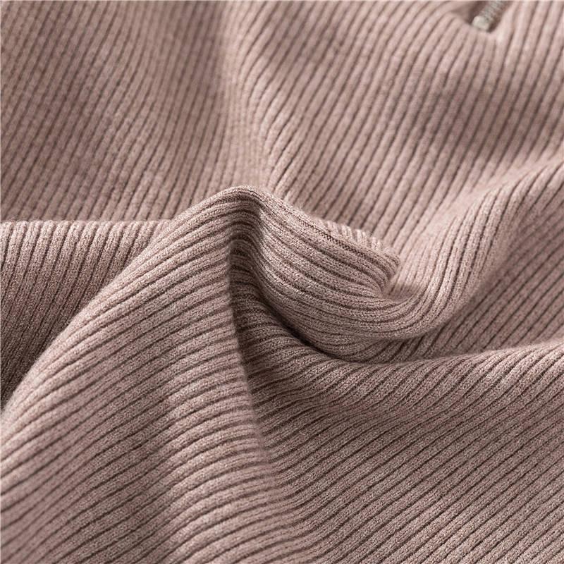 Women Half Turtleneck Knitwear Jumper Bottoming Blouse Zipper Solid Color Pullover Sweater