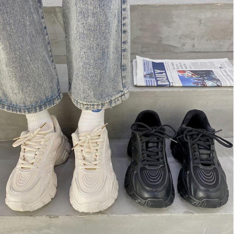 Daddy Shoes Women All-match Spring Sports Shoes Women Casual Comfortable Thick-soled Black Shoes Women