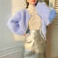 Women's Coat Cardigan Jacket Spring and Autumn Pearl Knitted Sweet Super Fairy Lantern Sleeve Imitation Mink Fleece Sweater