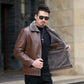 Business Casual Men's Leather Jacket Fur One Plus Velvet Thick Leather Jacket Jacket Middle-aged Father Winter Clothing
