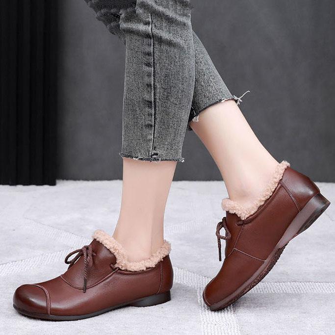 Women's Winter Soft Warm Shoes Female Large Size Non Slip Solid Color Flat Heel Cotton Shoes