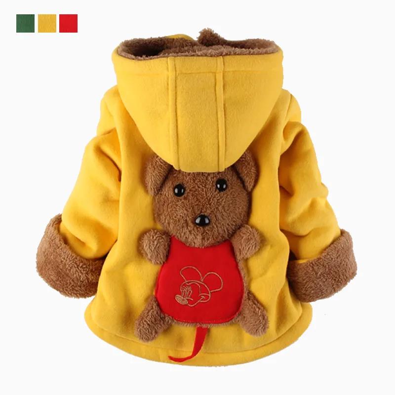 Children's Cotton-padded Clothes Boys and Girls Plus Velvet Thickening Clothing Baby Warm Jacket Baby Winter Clothes Solid Color Cartoon Pattern