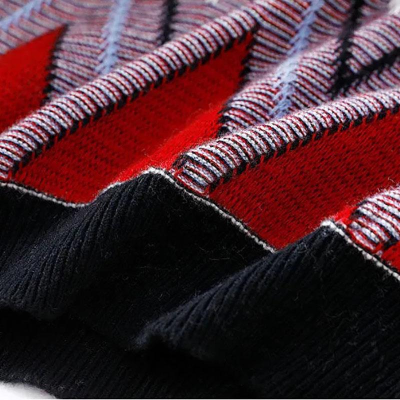 Sweater Women's Round Neck Jacquard Pullover Rhombus Check Retro Knitwear Korean Loose Top Trending Sweater Autumn and Winter