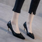 Soft Leather Two-wear High Heels Women's Spring and Autumn All-match Shallow Mouth Non-wearing Women's Shoes Pointed Toe High Heels for Girls