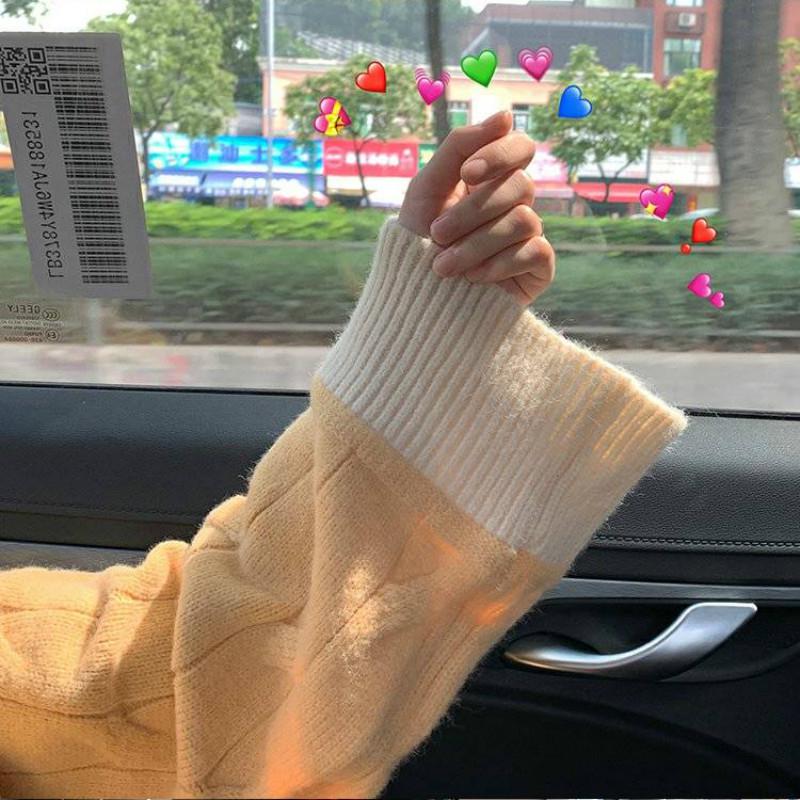 Loose Stitching Knitted Sweater Women's Autumn and Winter Long-sleeved Fashion Sweater