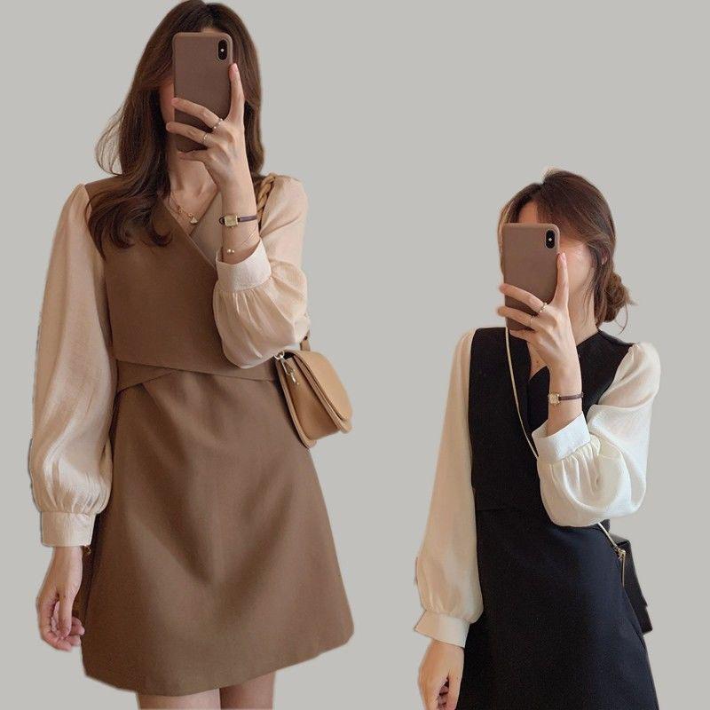 Chiffon Dress Women's Summer Dress long Sleeve Knee-length Daily Wear Office Dating Party