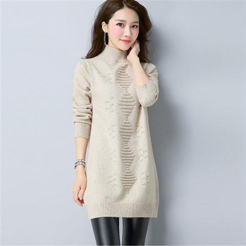 Half Turtleneck Wool Pullover Sweater Loose Mid-length Sweater Women Long Sleeve Bottoming Shirt