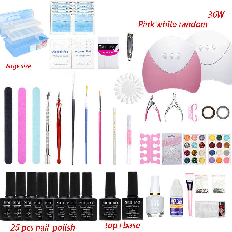 Nail Tool Set Manicure Set 36w LED UV nail Lamp nail dryer set Nail Polish Primer Nail Art Kit