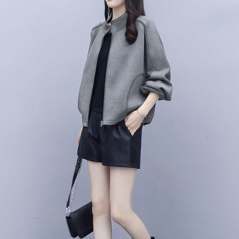 Plus Velvet Padded Short Jacket Women Autumn and Winter Loose Large Size Was Thin Short Long-sleeved Baseball Uniform Sweater