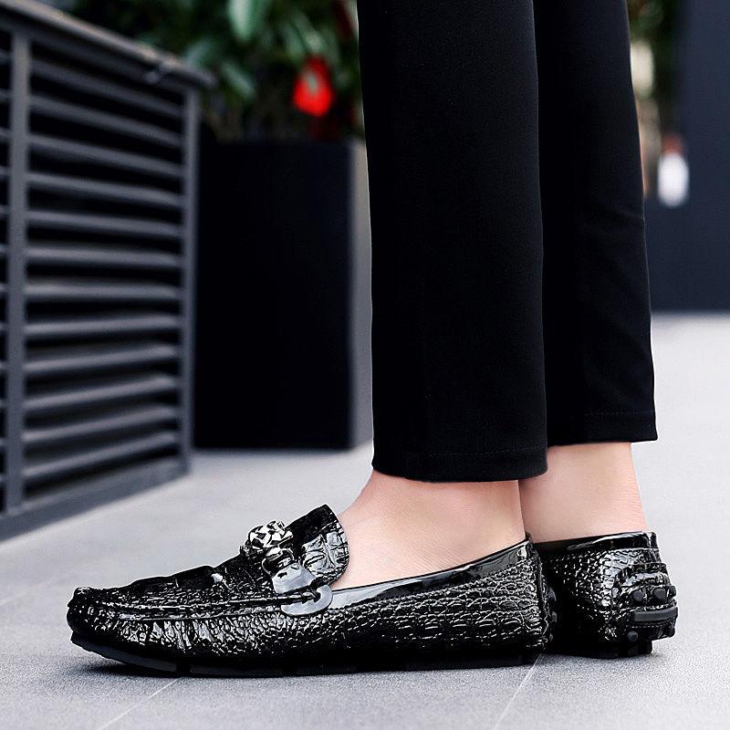 Shoes Men Loafers Leather Moccasin Crocodile Style Footwear Slip On Flat Driving Boat Shoes Classica
