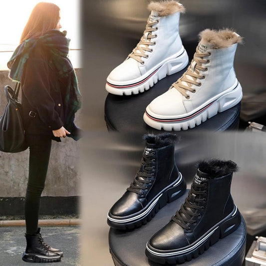 Fur Boots for Women Winter Shoes Natural Fur Genuine Leather Ankle Booties Platform Casual Shoes Warm Black White Boots