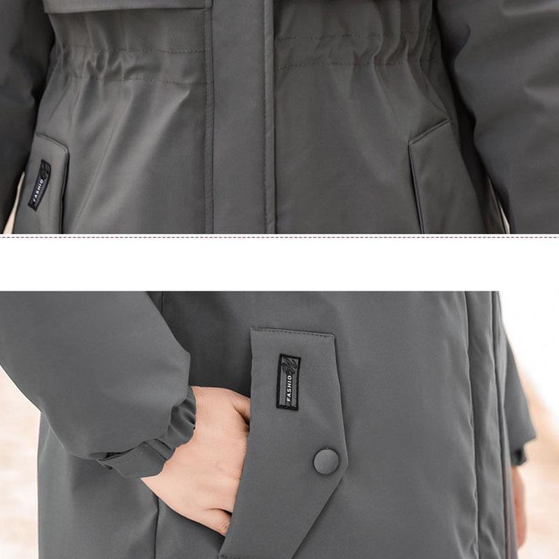 Winter Mid-length Casual Cotton-padded Jacket Plus Velvet Thick Simple Jacket Middle-aged Ladies Loose Coat