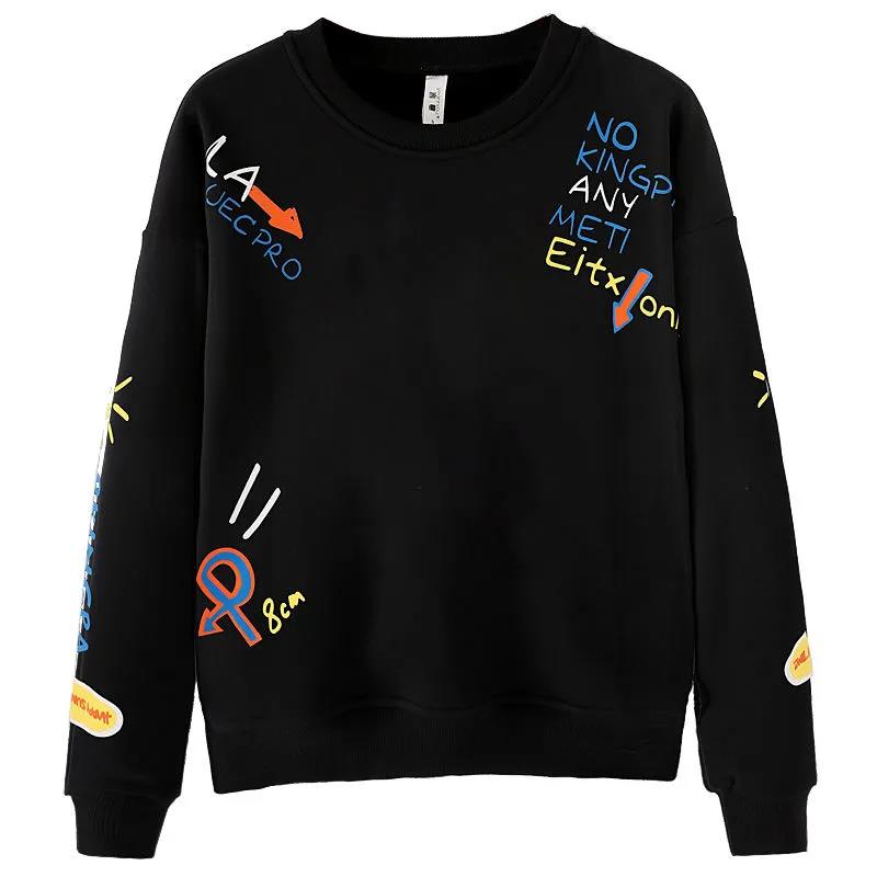 Print Women Cartoons Crewneck Clothes Vintage Loose Sweatshirt Street Hip Hop  Womens
