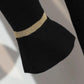 Black Round Neck Dress for Fall/winter 2021 Contrast Color Waist Knit A-line Dress Knitted Base Dress