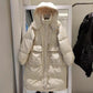 Women's Mid-length Down Jacket Over The Knee Korean Style Loose Thick Hooded Waist Waist Wild White Duck Down Jacket