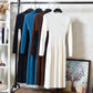 Casual Knitted Bottoming Shirt Mink Sweater Long Sleeve O-Neck Pullover Winter Long Dress
