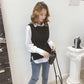 Spring and Autumn Loose Solid Color Vest Sleeveless Knitted Lace Sweater Fashion Women's Top