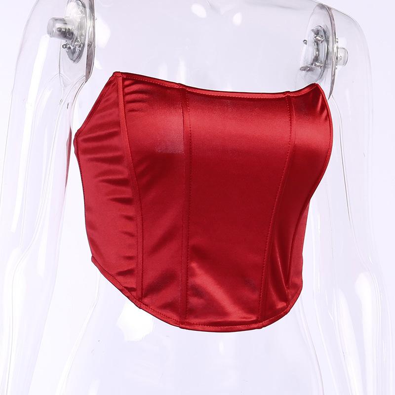 Sleeveless Sexy Corset Off Shoulder Velvet Crop Tops Vest Female Underwear Backless Bustier Top Solid Summer Women's Clothing Halter Bar