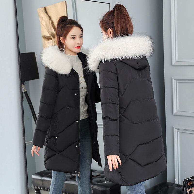 Winter Women's Mid-length Padded Jacket Korean Version of Thick Fur Collar Padded Jacket