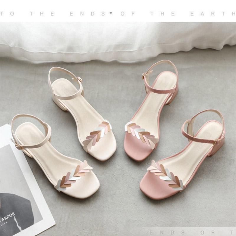 Mid-heel All-match Fairy Style Thick Heel Peach Heart with Fashion Women's Cool Shoes