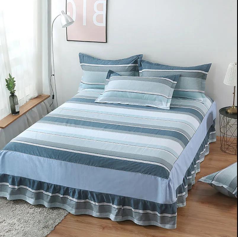 Bedding Cotton Bedroom Mattress Cover Korean Print Lace Mattress Anti-slip Protection Dust Cover