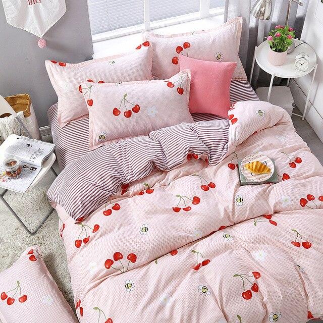 Cheap Four-Piece Bedding Set Quilt Cover Sheet Pillowcases Suit Polyester Anti-Static Delicate Children's Student Princess Style
