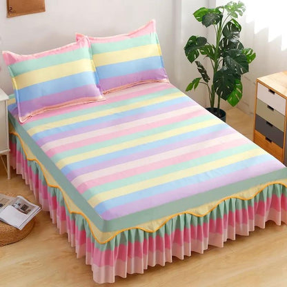 Korean Fashion Printed Bed Cover Double Bed Mattress Dust Cover Simmons Protective Cover