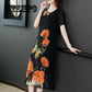 Casual Women Dress 2019 Summer Dress Short Sleeve Single Breasted Crown Print Elegant Party Dress