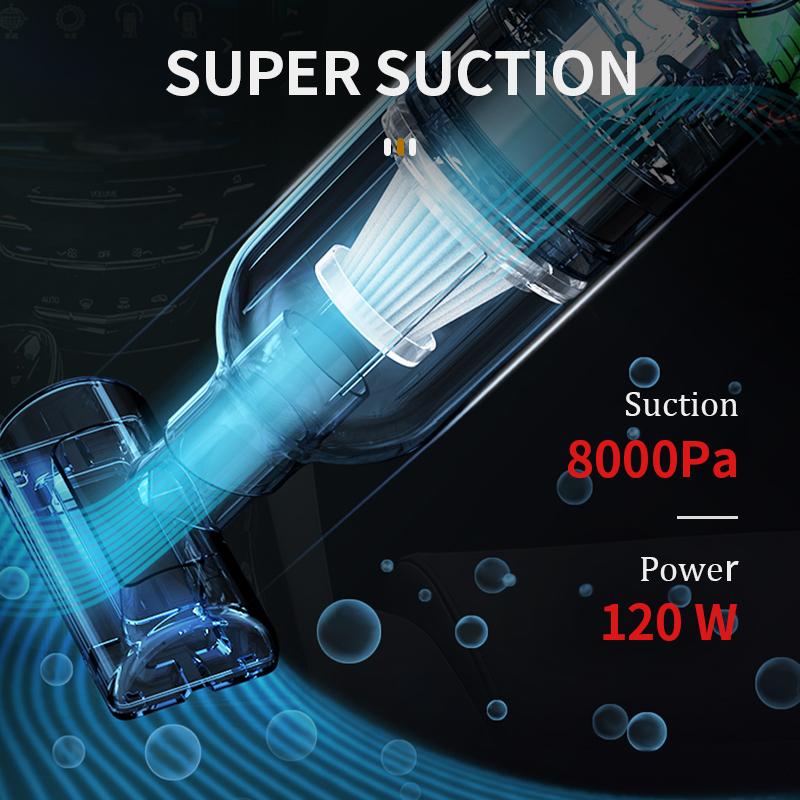 Mini Wireless Car Vacuum Cleaner Super Strong Suction 8000 Pa Portable Handheld Auto Vacumm Cleaner for Office Home Car